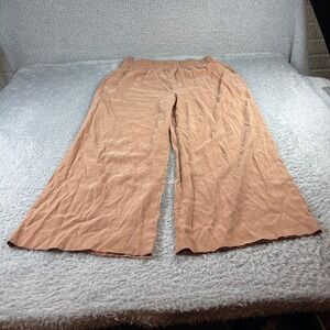 Open Edit Wide Leg Smocked Waist Pants Sand Tan Rayon Blend 1X